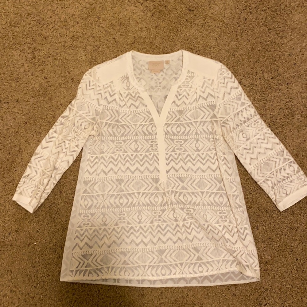 Anthropologie lace embroidered shirt